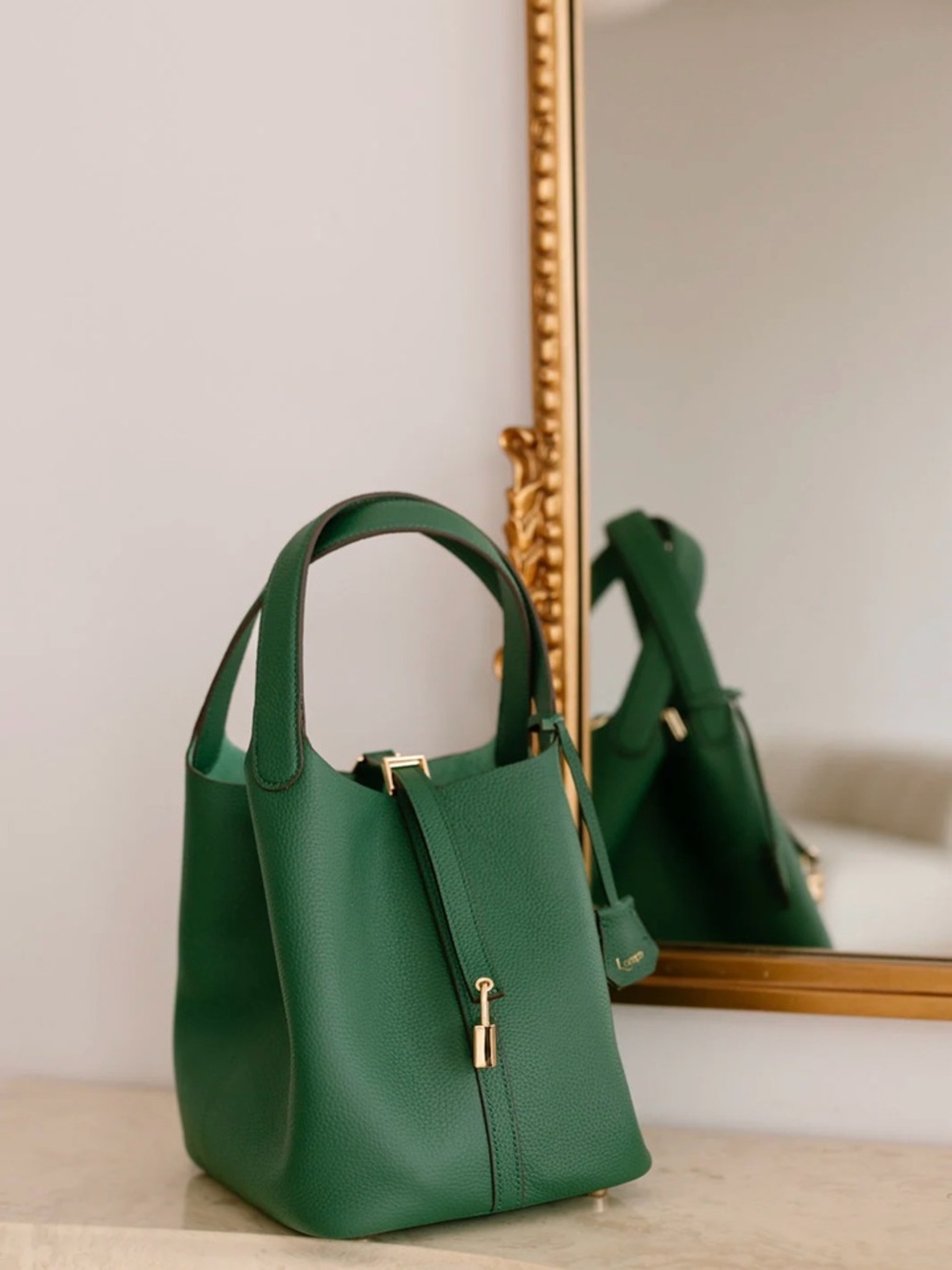 NWT Green Leather Handbag Loreen - Picture 3 of 6